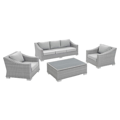 kitchen and dining room sets | CasaFoyer Conway Outdoor Patio Sunbrella Wicker Rattan 4-Piece Furniture Set | Stylish & Comfortable | UV-Resistant | Light Gray | Assembly Required | casafoyer.myshopify.com