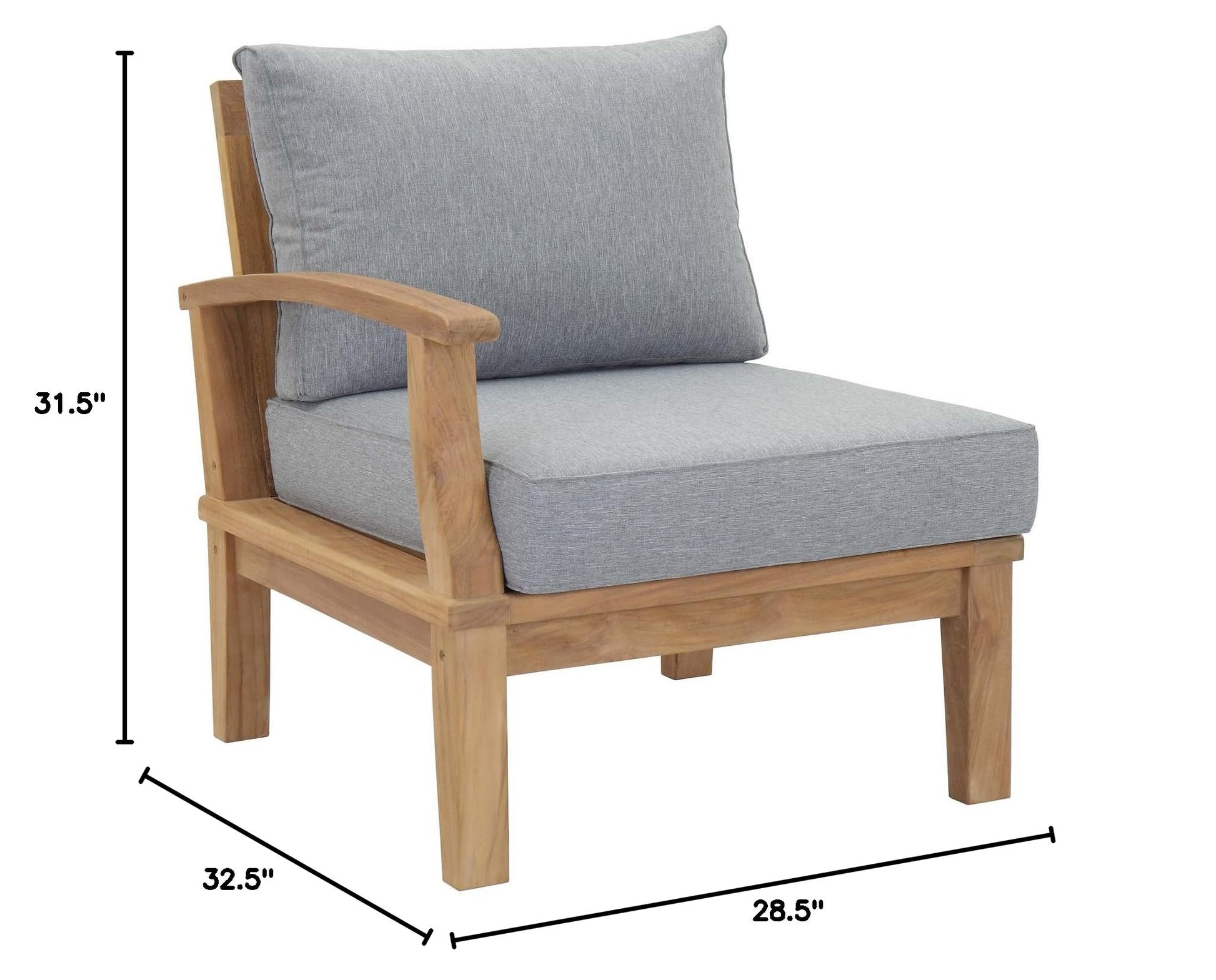 sofas | CasaFoyer Marina Teak Wood Outdoor Patio Left-Facing Sofa Chair | Luxury Design | Durable Construction | All-Weather Cushions | Assembly Required | casafoyer.myshopify.com