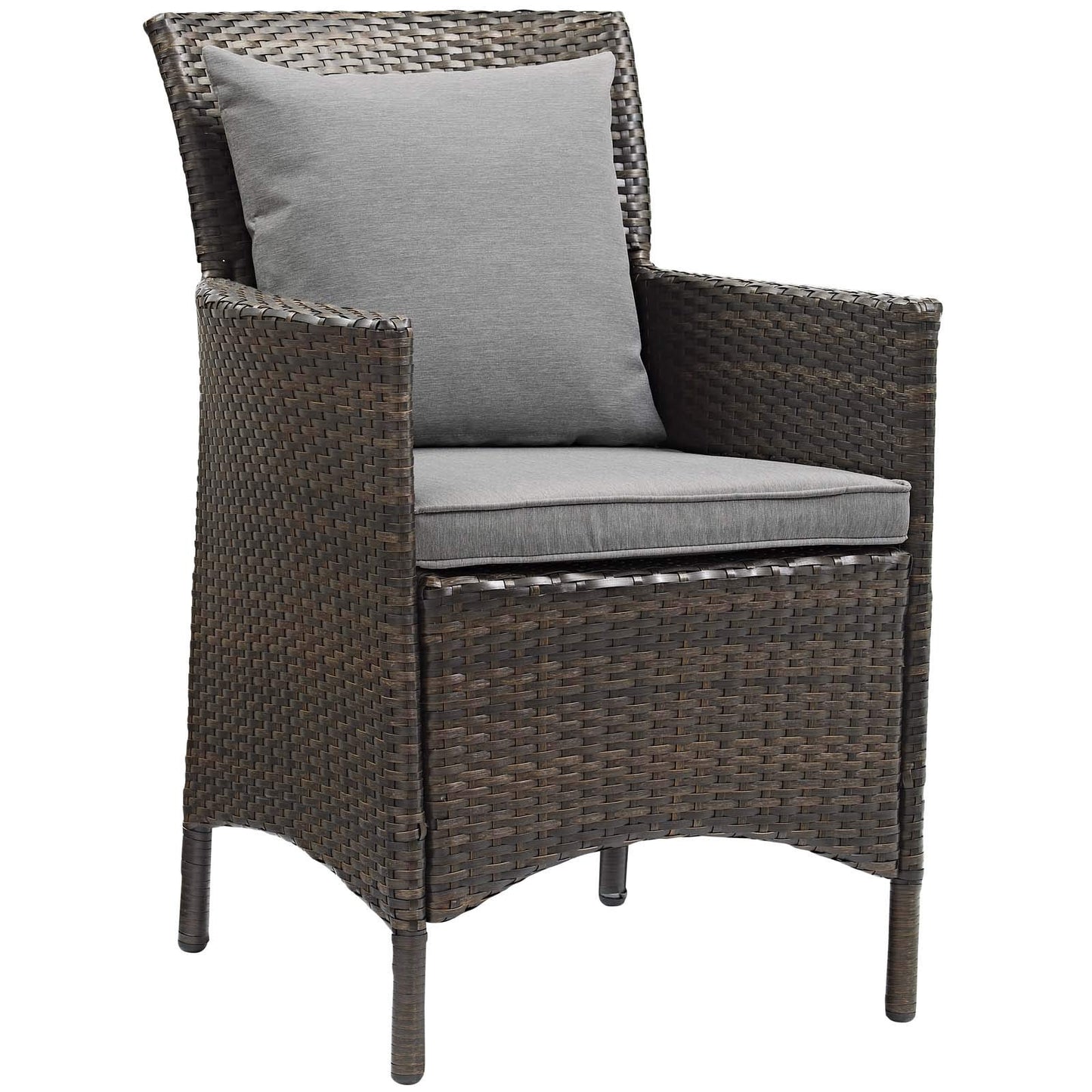 patio bistro sets | CasaFoyer Conduit Outdoor Patio Dining Armchair Set of 4 | Transitional Style | UV-Resistant Wicker Rattan | Waterproof Cushions | Brown Gray | casafoyer.myshopify.com