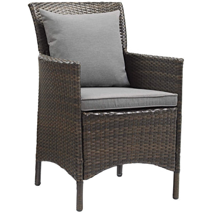 patio bistro sets | CasaFoyer Conduit Outdoor Patio Dining Armchair Set of 4 | Transitional Style | UV-Resistant Wicker Rattan | Waterproof Cushions | Brown Gray | casafoyer.myshopify.com