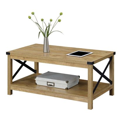TABLE | Durango Coffee Table with Shelf | Industrial Farmhouse Style | Durable Particleboard & Metal Construction | Ample Surface Area & Storage | Ergode Collection | casafoyer.myshopify.com
