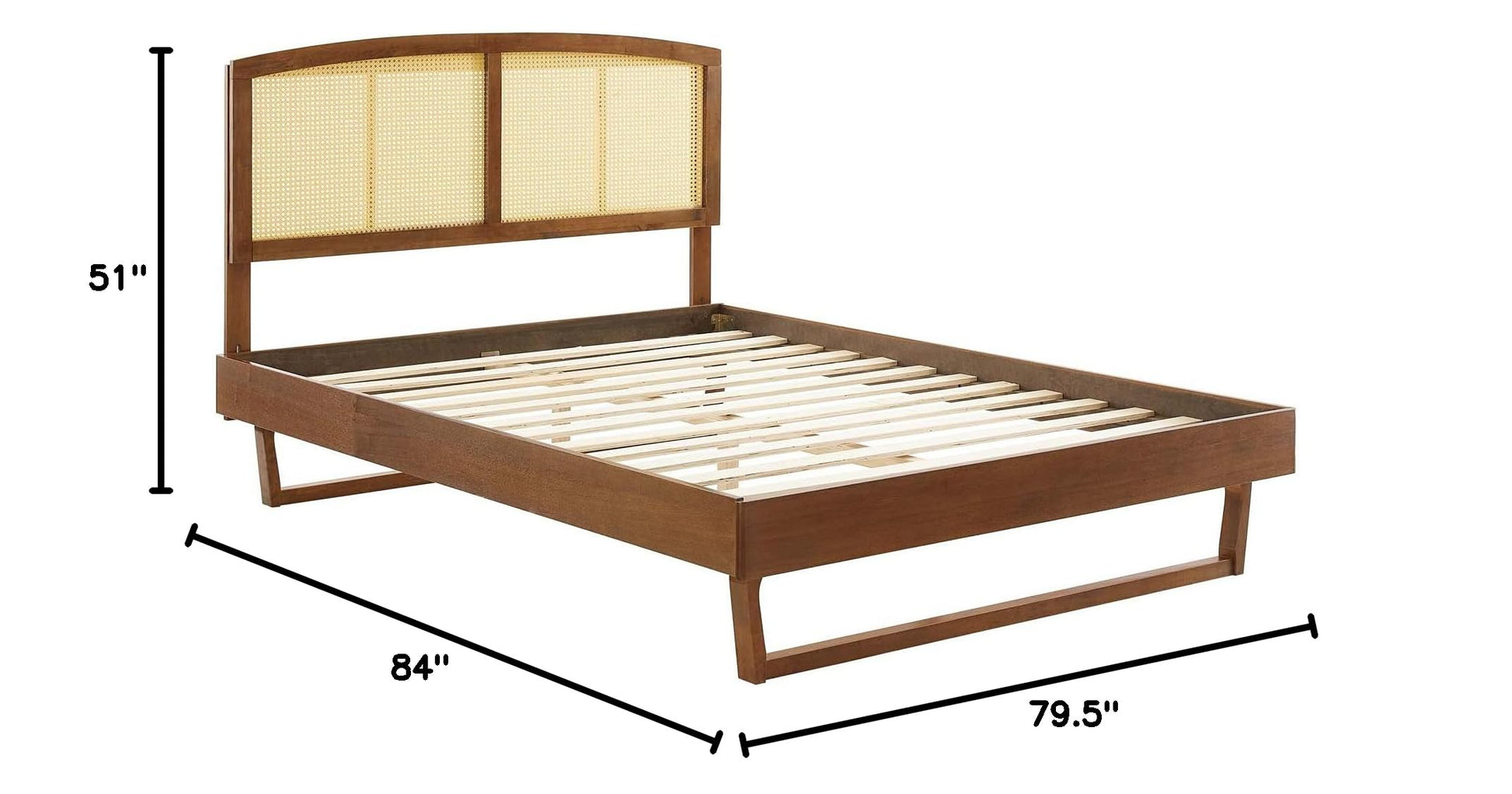 Bed | CasaFoyer Sierra Woven Cane Rattan Wood King Platform Bed | Tropical Mid-Century Design | Durable Construction | Easy Assembly | Includes Headboard & Frame | casafoyer.myshopify.com