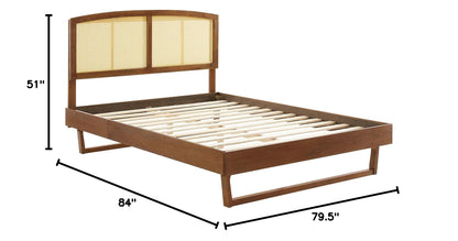 Bed | CasaFoyer Sierra Woven Cane Rattan Wood King Platform Bed | Tropical Mid-Century Design | Durable Construction | Easy Assembly | Includes Headboard & Frame | casafoyer.myshopify.com
