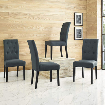 home office desk chairs | CasaFoyer Confer Button Tufted Fabric Upholstered Dining Side Chair Set | Vintage Glamour | Comfortable & Durable | Set of 4 | casafoyer.myshopify.com