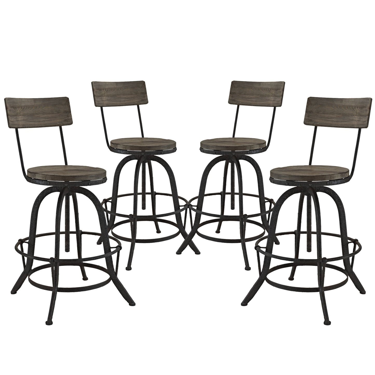 barstools | CasaFoyer Procure Wood Bar Stools | Set of 4 | Metal Frame | Pine Wood Seat & Back | Rustic Aesthetic | Footrest for Support | casafoyer.myshopify.com