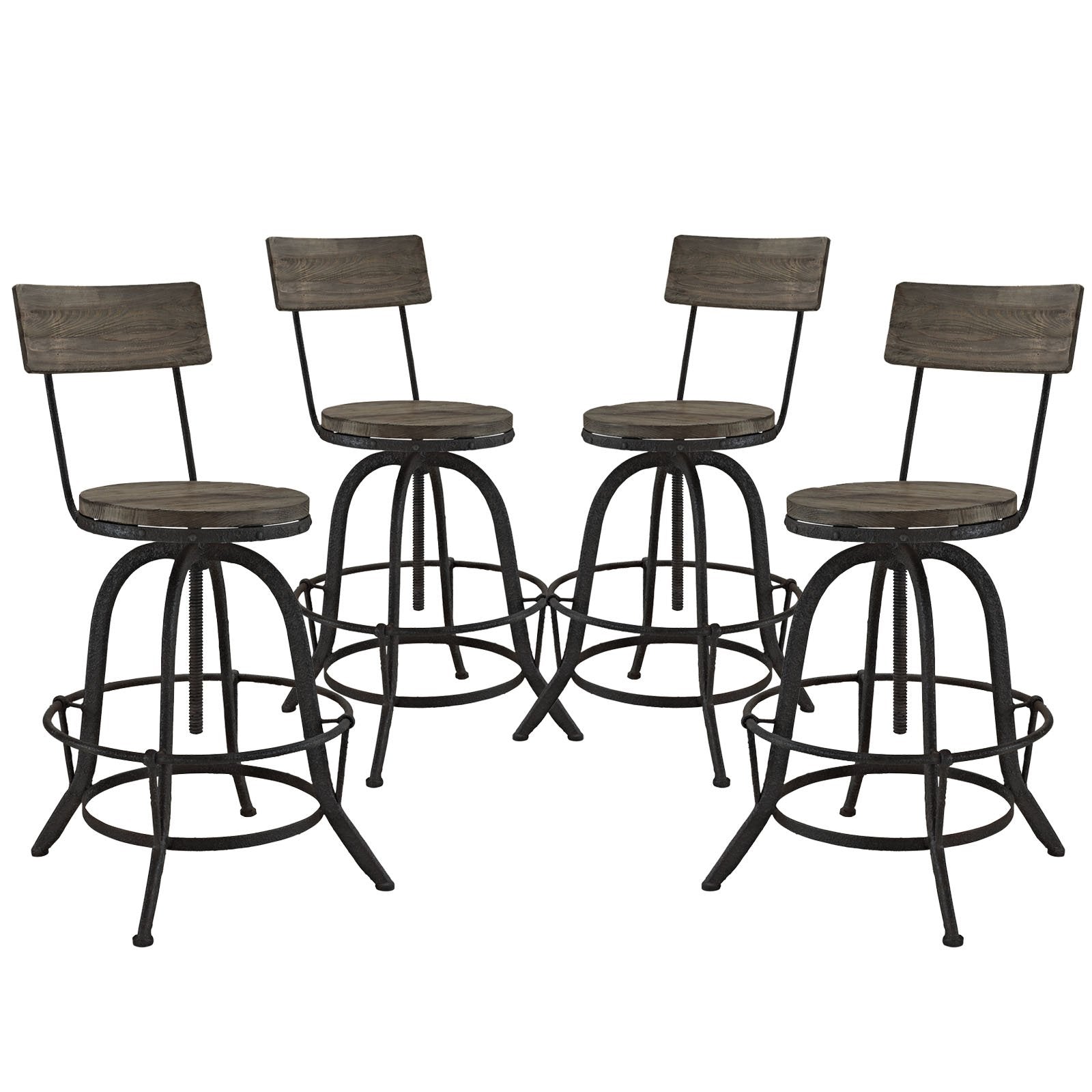 barstools | CasaFoyer Procure Wood Bar Stools | Set of 4 | Metal Frame | Pine Wood Seat & Back | Rustic Aesthetic | Footrest for Support | casafoyer.myshopify.com