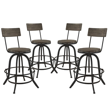 barstools | CasaFoyer Procure Wood Bar Stools | Set of 4 | Metal Frame | Pine Wood Seat & Back | Rustic Aesthetic | Footrest for Support | casafoyer.myshopify.com