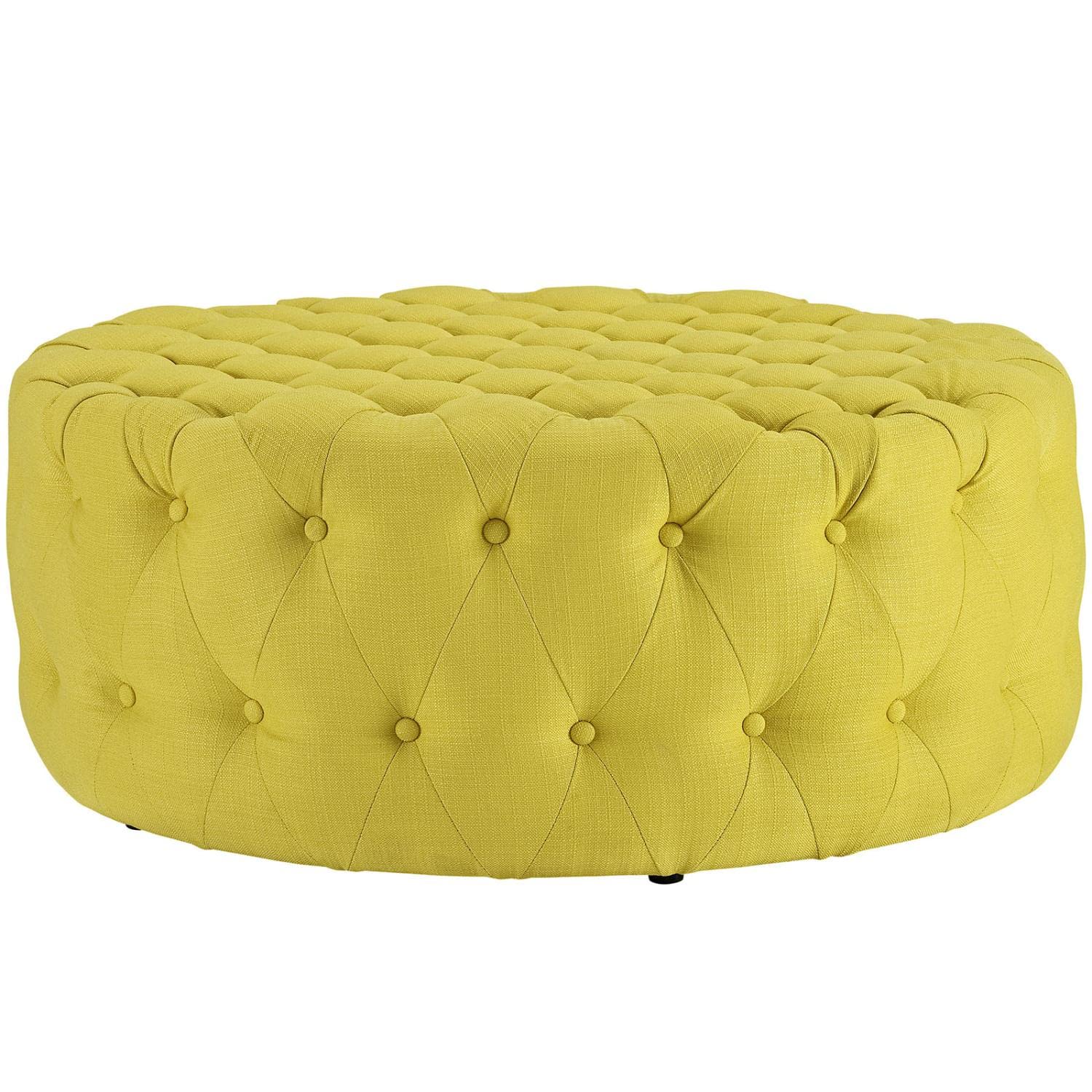 ottomans | CasaFoyer Amour Round Ottoman | Chic & Sophisticated Tufted Design | Comfortable & Durable | Fine Fabric Upholstery | Non-Marking Legs | Elevate Your Interior Design | casafoyer.myshopify.com