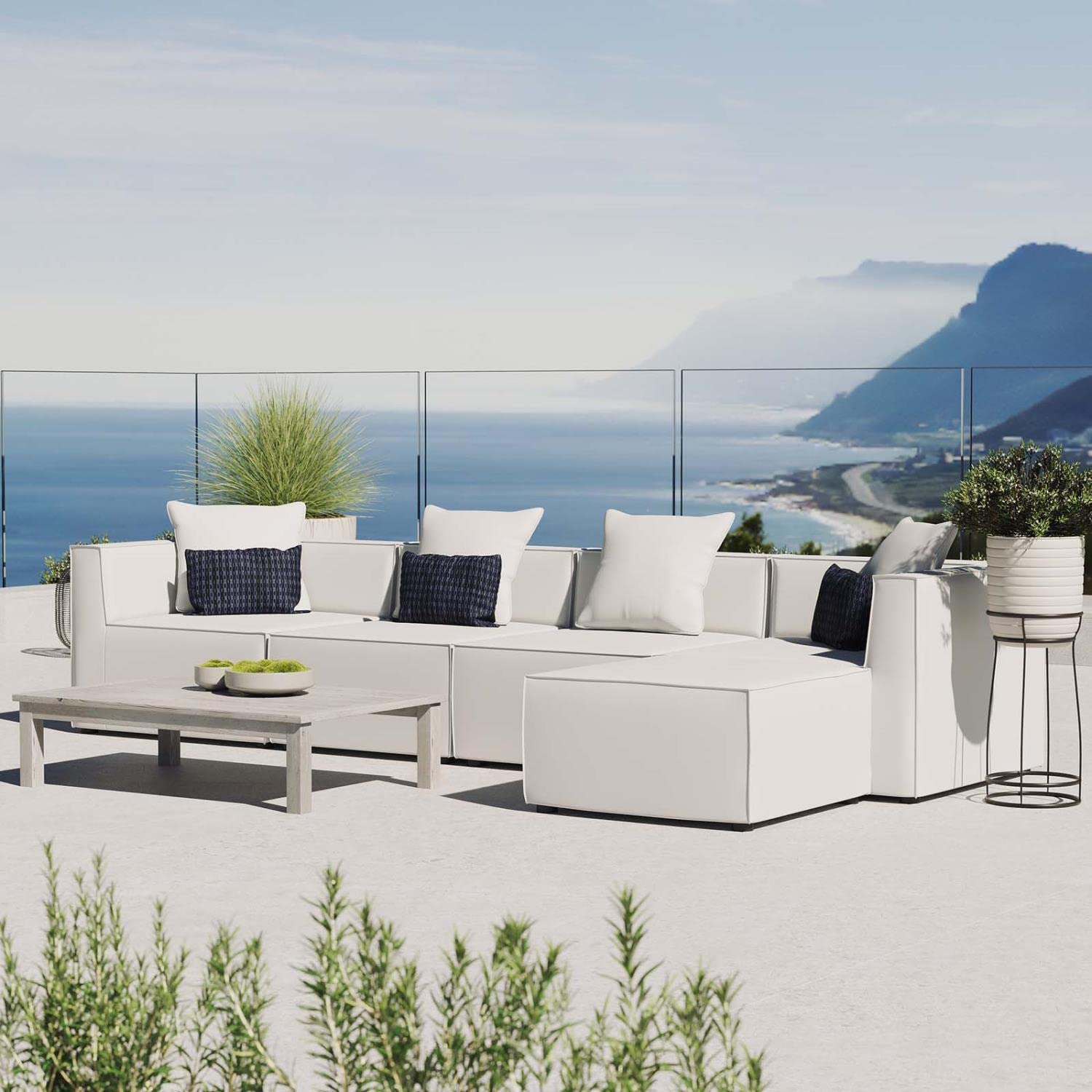 kitchen and dining room sets | CasaFoyer Outdoor Patio Saybrook Upholstered 5-Piece Sectional Sofa | Weather-Resistant | Durable | Comfortable | Contemporary Design | Perfect for Outdoor Living | White | casafoyer.myshopify.com