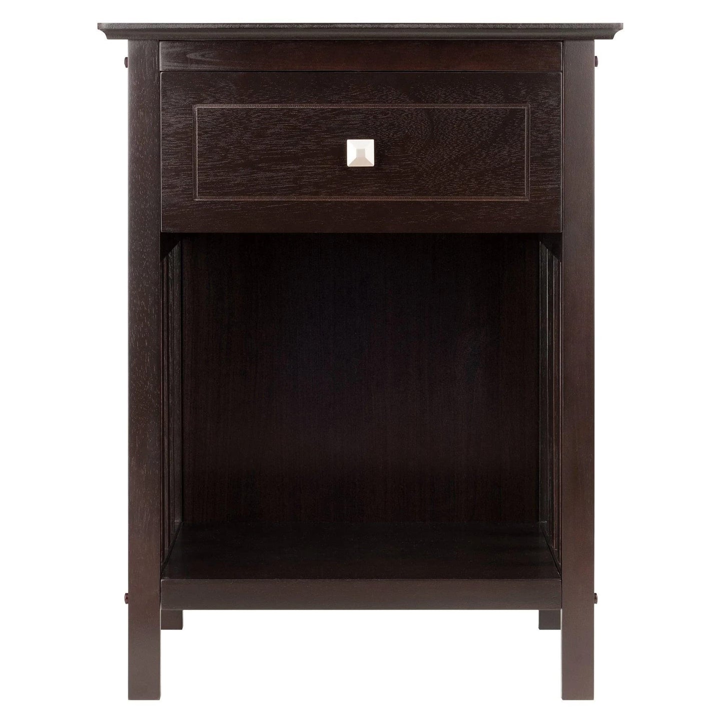 TABLE | Ergode  Wood Marcel 1-Drawer Nightstand | Versatile Mission-Style Furniture | Spacious Drawer & Lower Shelf | Durable Solid & Composite Wood | Dark Coffee Finish | Easy Assembly | 18.9W x 14.9D x 25H | casafoyer.myshopify.com