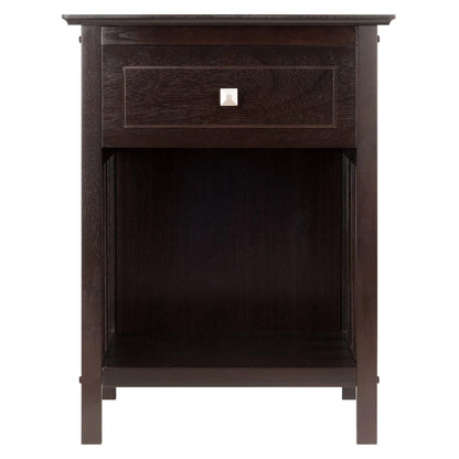 TABLE | Ergode  Wood Marcel 1-Drawer Nightstand | Versatile Mission-Style Furniture | Spacious Drawer & Lower Shelf | Durable Solid & Composite Wood | Dark Coffee Finish | Easy Assembly | 18.9W x 14.9D x 25H | casafoyer.myshopify.com