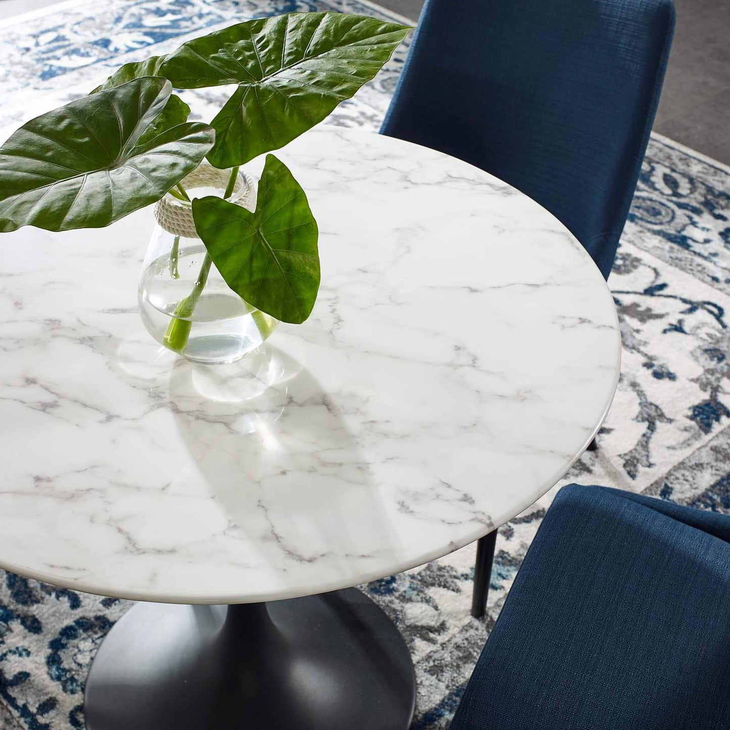 patio dining tables | CasaFoyer Lippa 36 Round Dining Table | Timeless Modern Design | Artificial Marble Top | Scratch Resistant Finish | Tapered Metal Base | casafoyer.myshopify.com