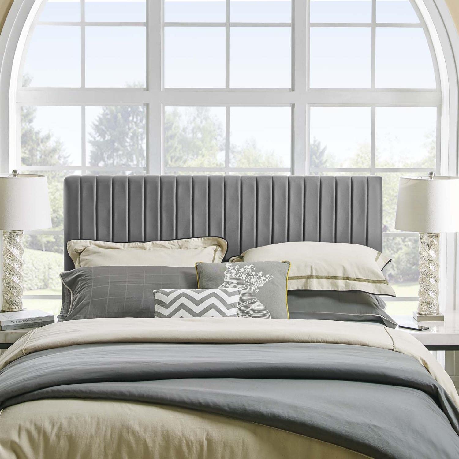 Bed | CasaFoyer Keira Full/Queen Headboard | Luxurious Velvet | Channel Tufting | Stain-Resistant | Solid Wood Frame | Upgrade Your Bedroom with Elegance | casafoyer.myshopify.com
