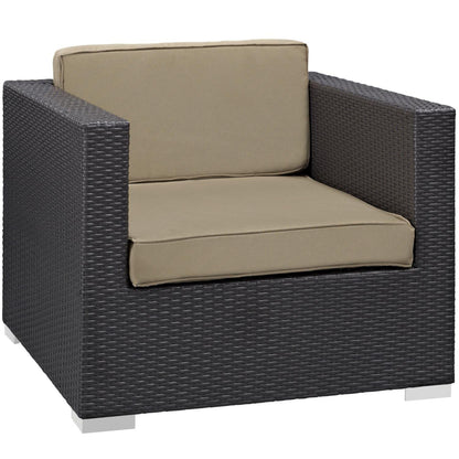 Patio Furniture Sets | Convene Outdoor Sectional Set | Synthetic Rattan | Aluminum Frame | All-Weather Cushions | Patio Lounge Armchair, Ottoman, Side Table | casafoyer.myshopify.com