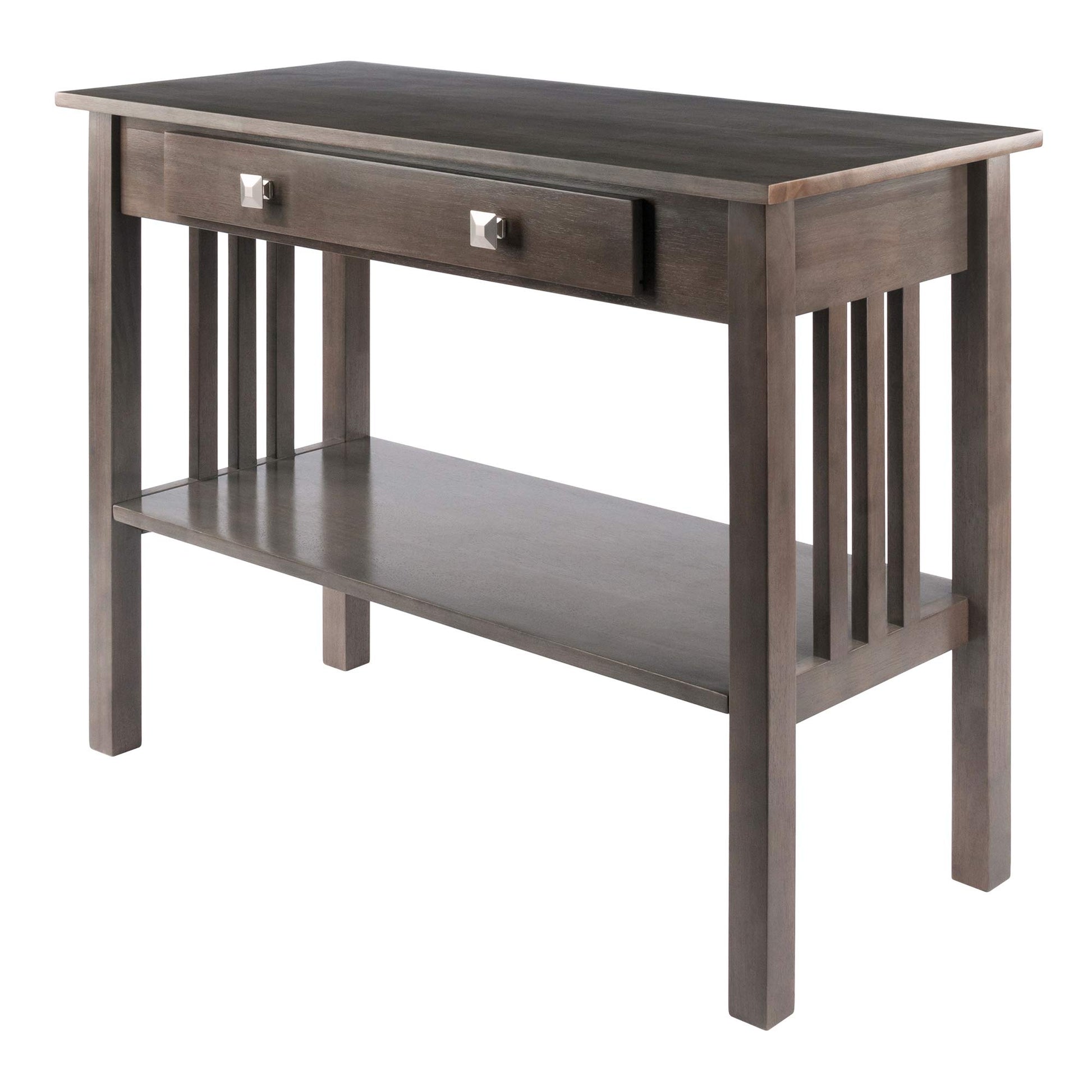 TABLE | Ergode  Wood Stafford Console Table | Oyster Gray Finish | Sleek Design | Ample Storage | Mission-Style Panels | Solid & Composite Wood | Easy Assembly | casafoyer.myshopify.com