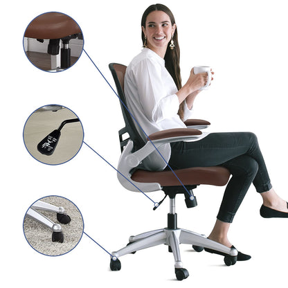 Chair | Attainment Office Chair | Optimal Support & Comfort | Breathable Mesh Back | Lumbar Support | Flip-Up Arms | Padded Waterfall Seat | Black | casafoyer.myshopify.com