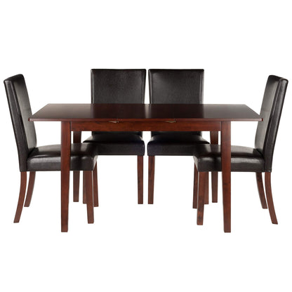 childrens table and chair sets | CasaFoyer 5-Piece Dining Set | Anna Extension Table (58 width) | 4 Faux Leather Chairs | Solid Wood Frames | Walnut Finish | Comfortable & Stylish | casafoyer.myshopify.com