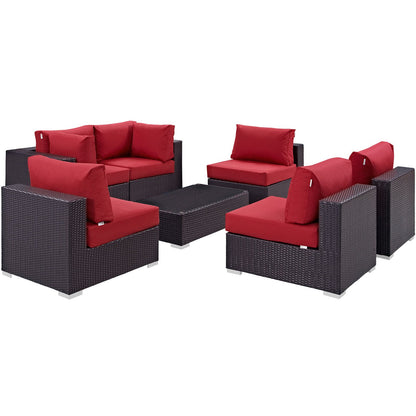kitchen and dining room sets | CasaFoyer Convene Outdoor Sectional Set | Durable Rattan Weave | Weather-Resistant Cushions | Versatile Furniture for Patio, Backyard, Poolside | Includes 4 Armless Chairs, 1 Coffee Table, 2 Corner Chairs | casafoyer.myshopify.com