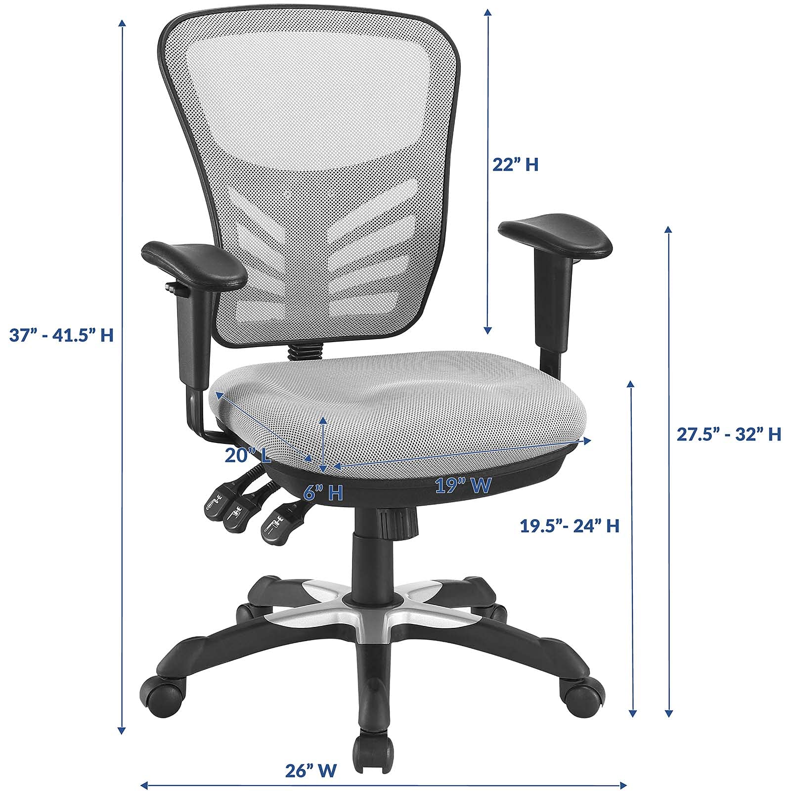 home office desk chairs | CasaFoyer Articulate Mesh Office Chair | Adjustable Back Height, Seat Depth, Armrests | Breathable Mesh Back, Plush Cushion Seat | Tilt Tension, Lock Functions | Glide on Carpeted Floors | Gray Color | casafoyer.myshopify.com