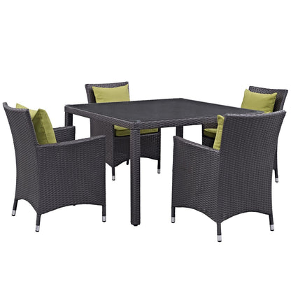 kitchen and dining room sets | CasaFoyer Convene Outdoor Sectional Series | Durable Rattan Weave | Weather-Resistant Cushions | 5 Piece Patio Dining Set with Glass Top | casafoyer.myshopify.com