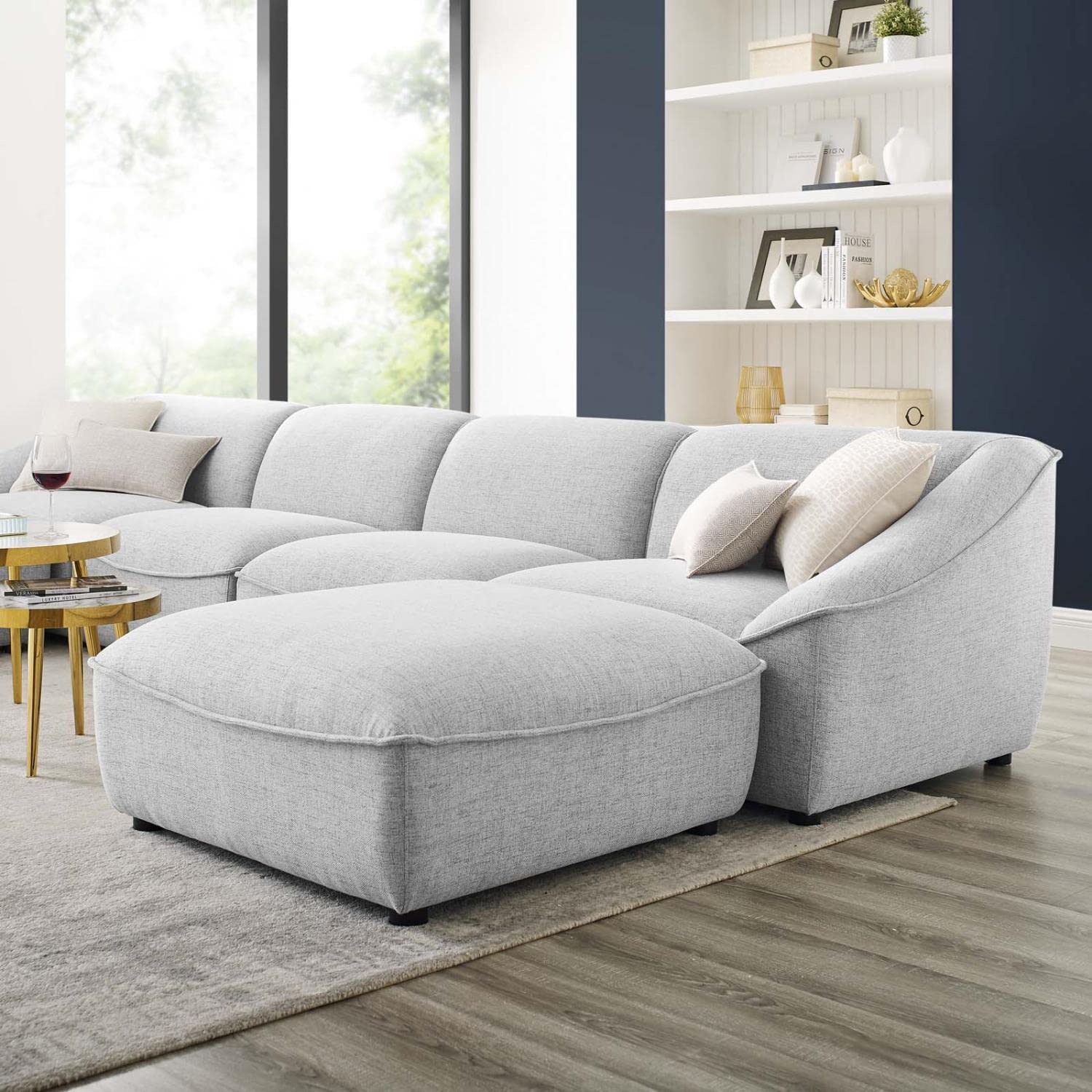 kitchen and dining room sets | CasaFoyer Comprise Upholstered 6-Piece Living Room Set | Ultimate Comfort & Sophistication | Plush Seating | French Piping | Durable Polyester Upholstery | Sturdy Construction | Easy Customization | Light Gray | casafoyer.myshopify.com