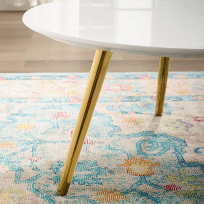 coffee tables | Ergode Lippa 28 Round Coffee Table | Timeless Design | White Lacquered Top | Gold Tripod Base | Ideal for Living Room, Lounge, or Home Office | casafoyer.myshopify.com