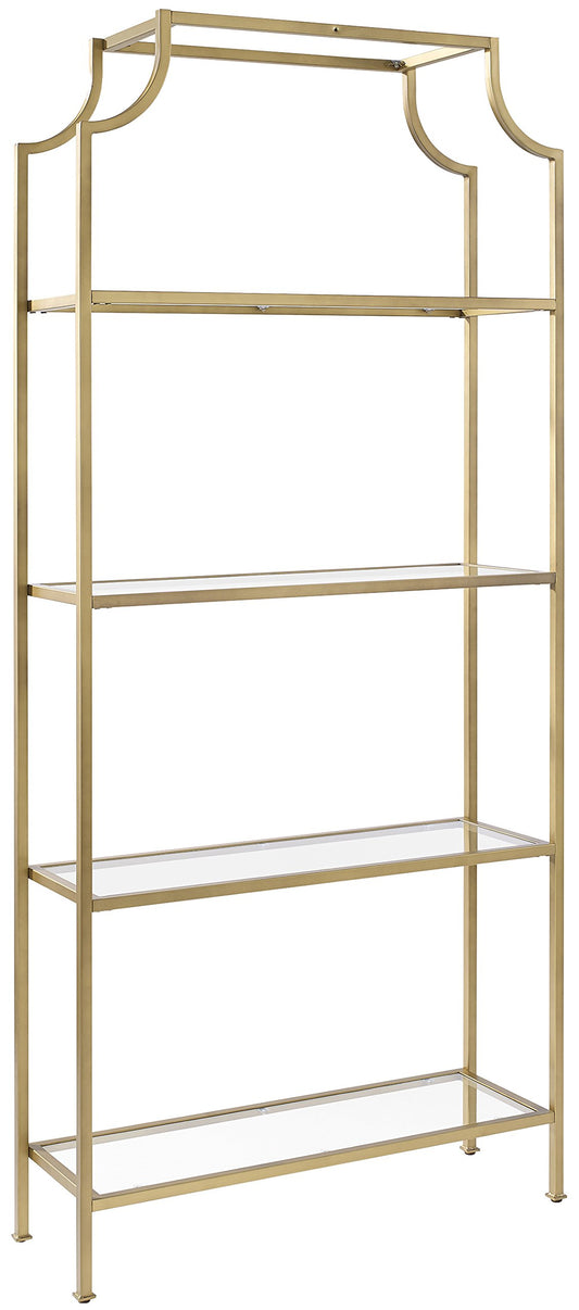 Shelf | Ergode Aimee Tagre | Pagoda-Inspired Metal & Glass Bookshelf | Antique Gold Finish | Elegant & Versatile Home Decor | casafoyer.myshopify.com