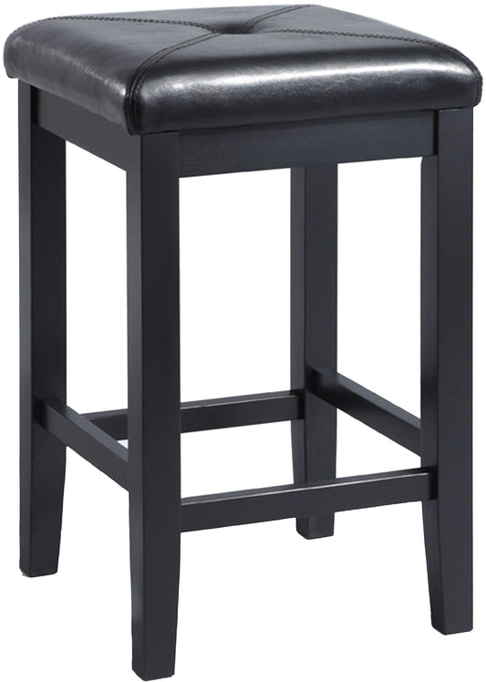Dining Table | Upholstered Square Seat Stool | Solid Hardwood Construction | Simulated Black Leather | 24 Height | Ideal for Dining or Counter Seating | casafoyer.myshopify.com