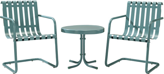 Patio Furniture Sets | Gracie Conversation Set | Nostalgic 3-Piece Ensemble | Aluminum Chairs & Steel Table | Durable & Weather-resistant | Caribbean Blue | casafoyer.myshopify.com