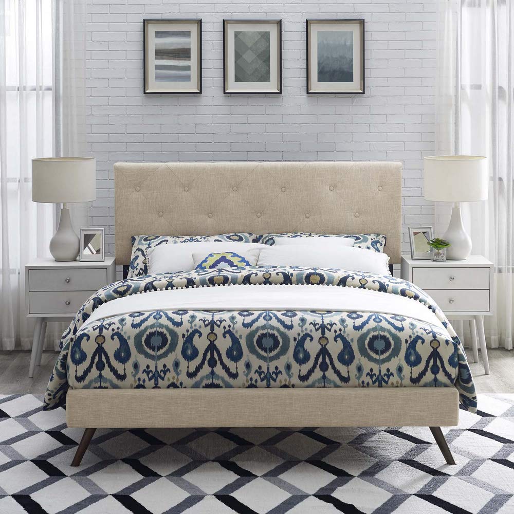 adjustable bed bases | CasaFoyer Tarah Platform Bed | Solid Wood Frame | Polyester Upholstery | Tapered Legs | Sturdy Slats | No Box Spring Needed | Modern Bedroom Furniture | casafoyer.myshopify.com