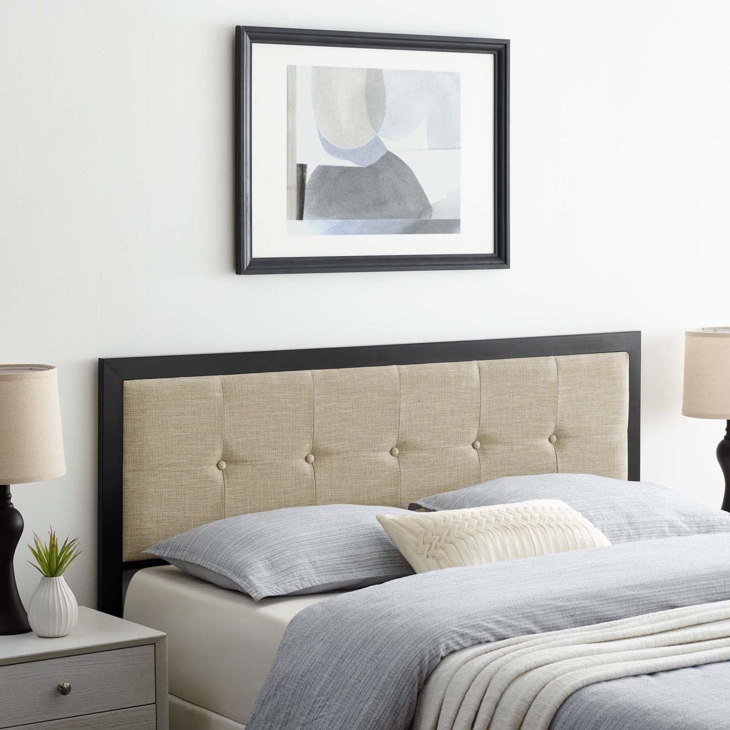 Bed | CasaFoyer Teagan Tufted Fabric Full Headboard | Contemporary Elegance with Vintage Allure | Plush Texture, Timeless Tufted Buttons | Soft Fabric, Dense Foam Cushioning | Durable Metal Frame | Compatible with Full Size Bed Frames | Includes 1 Headboard | casafoyer.myshopify.com
