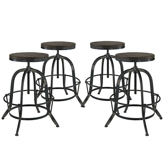 barstools | CasaFoyer Collect | Industrial Modern Counter Stool Set of 4 | Pine Wood Top | Cast Iron Stand | Foot Ring | Immerse in Experience | casafoyer.myshopify.com