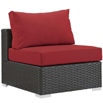 kitchen and dining room sets | CasaFoyer Sojourn Outdoor Patio Furniture Set | Sunbrella Cushions | Rattan Weave | UV Protection | Aluminum Frame | Includes Armless Chair, Coffee Table, Ottoman, Corners | casafoyer.myshopify.com