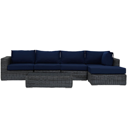 kitchen and dining room sets | CasaFoyer Summon Outdoor Patio Sectional Sofa Set | 5 Piece | Sunbrella Fabric | Two-Tone Rattan | Aluminum Frame | Coffee Table | Ideal for Patio, Backyard, Poolside | casafoyer.myshopify.com