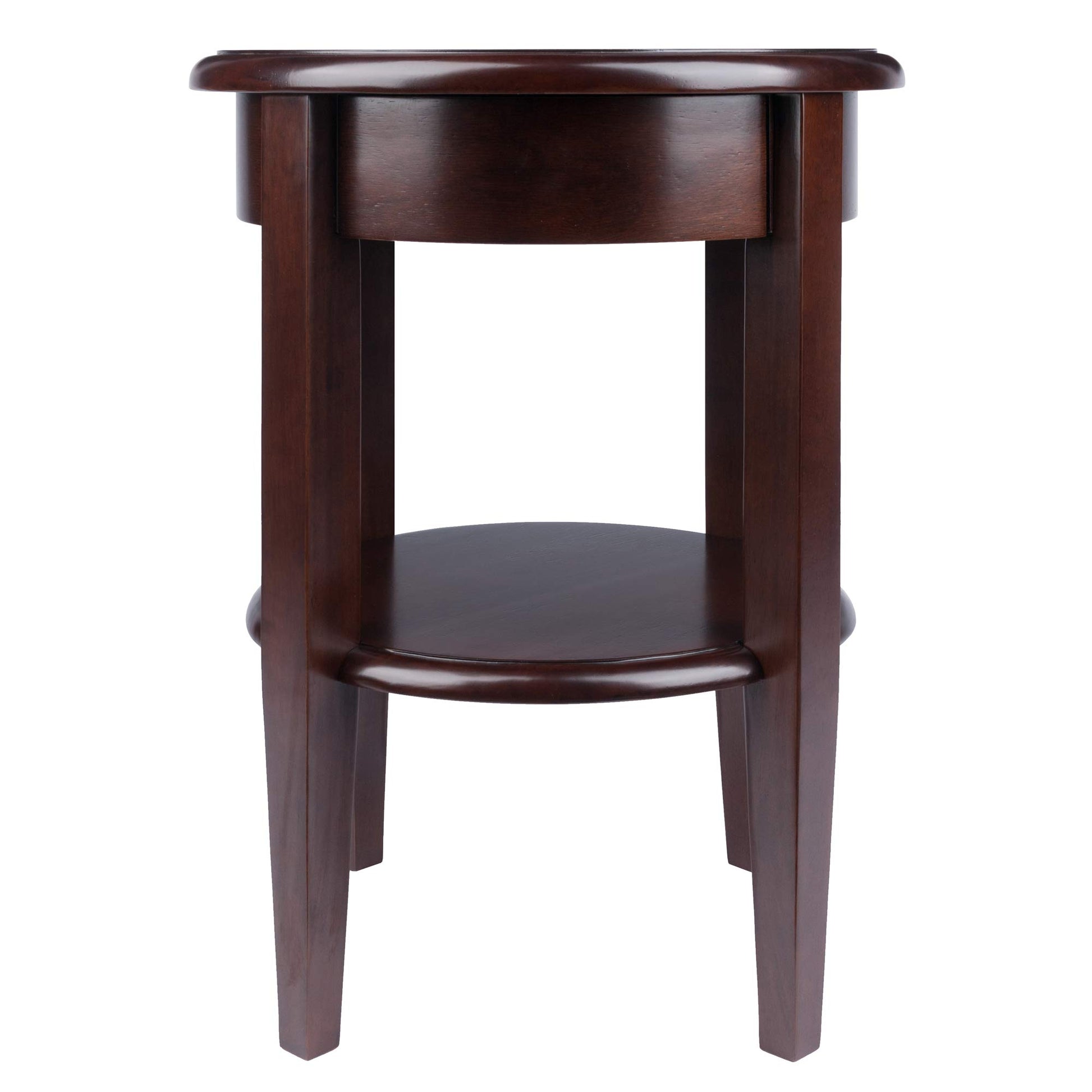 TABLE | Ergode  | Elegant Walnut Finish Round End Table | Drawer, Shelf & Tapered Legs | Convenient Storage & Display | 17.32 x 17.32 x 22.48 | 17.64 lbs. | casafoyer.myshopify.com