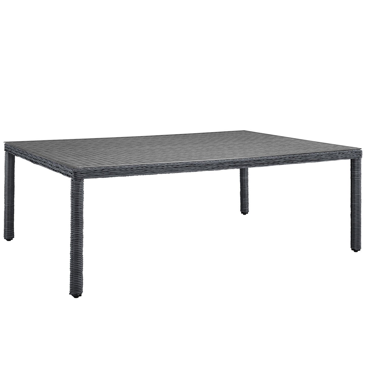 Patio Umbrella | Summon Outdoor Patio 90 Rectangle Dining Table | Luxurious Ambiance | Durable Synthetic Rattan | UV Resistant | Powder-Coated Aluminum Frame | Perfect for Patio, Backyard, Poolside | Umbrella not included | casafoyer.myshopify.com