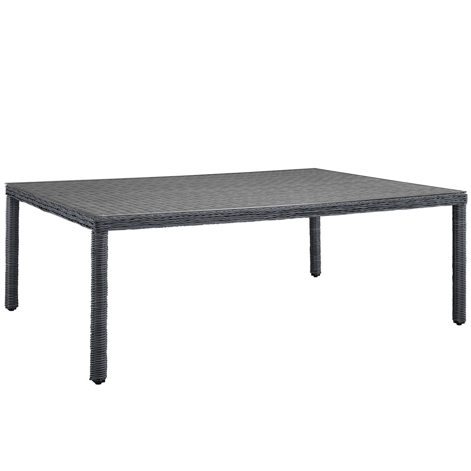 Patio Umbrella | Summon Outdoor Patio 90 Rectangle Dining Table | Luxurious Ambiance | Durable Synthetic Rattan | UV Resistant | Powder-Coated Aluminum Frame | Perfect for Patio, Backyard, Poolside | Umbrella not included | casafoyer.myshopify.com