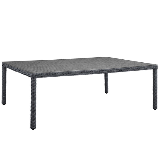 Patio Umbrella | Summon Outdoor Patio 90 Rectangle Dining Table | Luxurious Ambiance | Durable Synthetic Rattan | UV Resistant | Powder-Coated Aluminum Frame | Perfect for Patio, Backyard, Poolside | Umbrella not included | casafoyer.myshopify.com