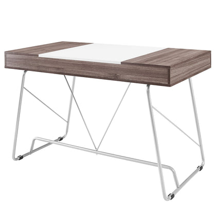 home office desks | Panel Desk | Flawless Fusion of Contrasting Shades | Melamine Coated Fiberboard | 3 Pull-Out Storage Drawers | Sleek Metal Tube Base | Ideal for Office or Home | casafoyer.myshopify.com