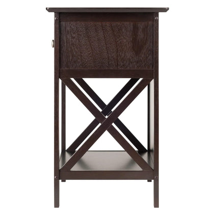 TABLE | Ergode  Wood Xylia Accent Table | Modern Design | Large Drawer & Lower Shelf | Sturdy & Durable | Coffee Finish | 18.9 W x 14.9 D x 25 H | casafoyer.myshopify.com
