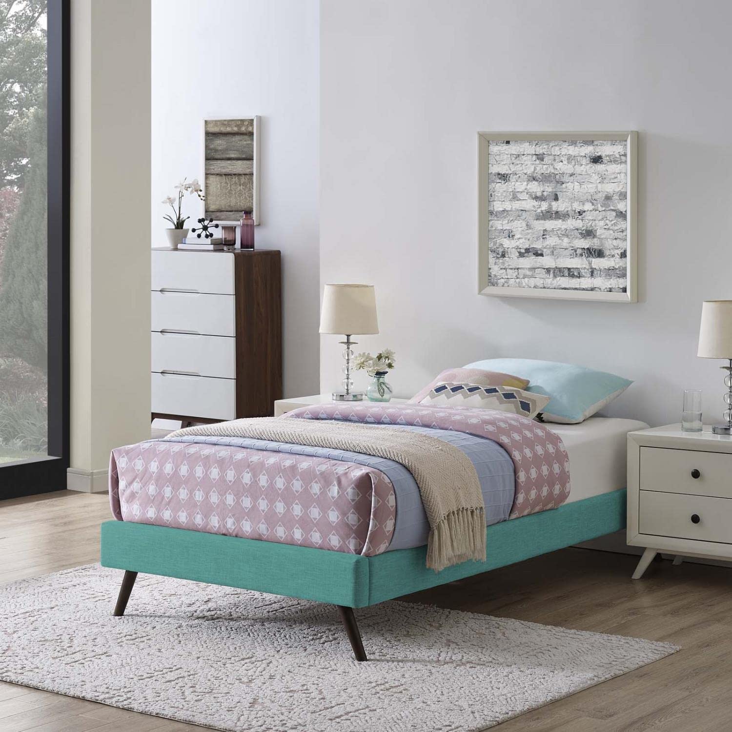 Bed | CasaFoyer Loryn Platform Bed | Solid Wood Frame | Polyester Upholstery | Wooden Slat Support | Memory Foam Compatible | Stylish Headboard Options | casafoyer.myshopify.com