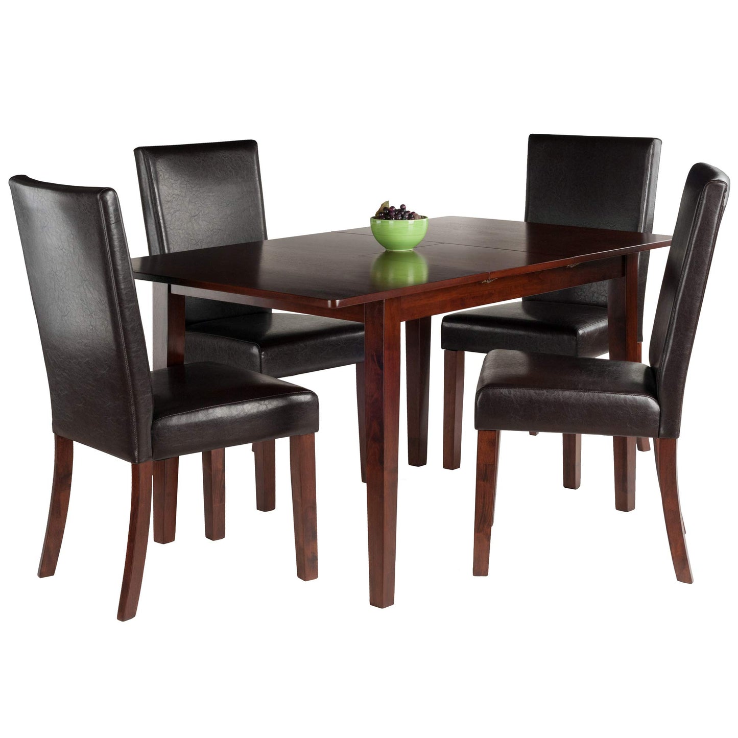 childrens table and chair sets | CasaFoyer 5-Piece Dining Set | Anna Extension Table (58 width) | 4 Faux Leather Chairs | Solid Wood Frames | Walnut Finish | Comfortable & Stylish | casafoyer.myshopify.com