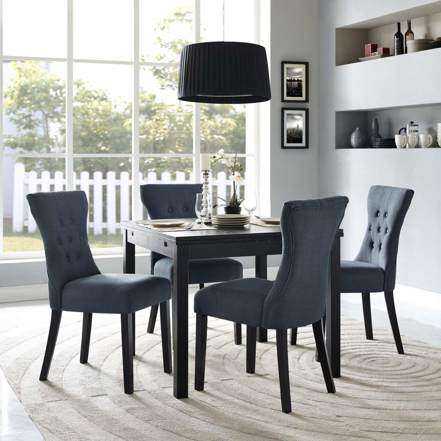home office desk chairs | CasaFoyer Silhouette Button Tufted Tapered Back Fabric Upholstered Dining Side Chair Set | Sophisticated Design | Dense Foam Padding | Plush Upholstery | Solid Wood Frame | Set of 4 | Gray | casafoyer.myshopify.com