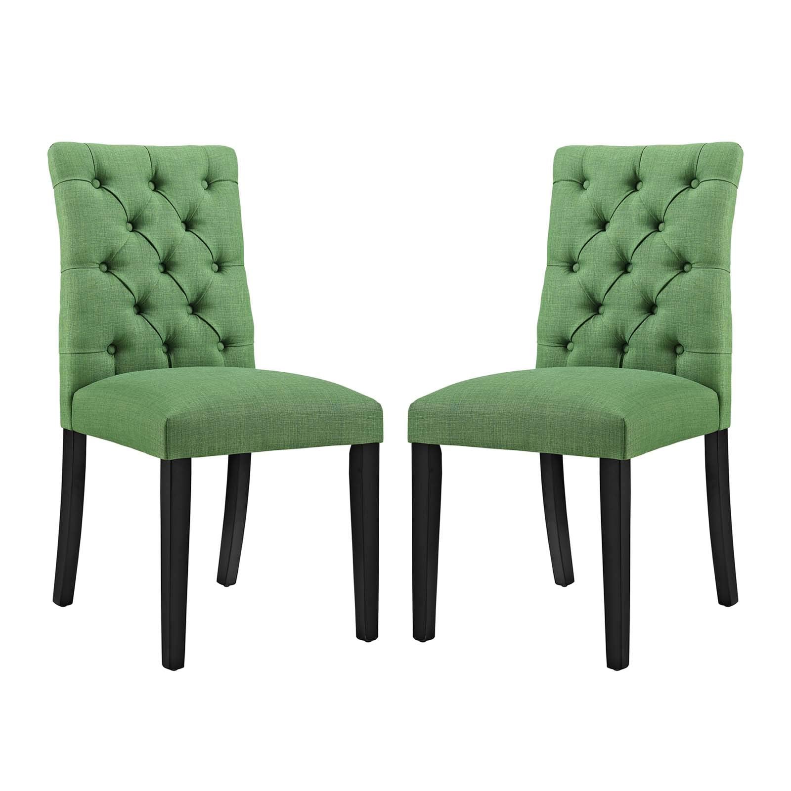 home office desk chairs | CasaFoyer Duchess Dining Chair Set of 2 | Elegant Curvy Design | Tufted Button Back | Comfortable Foam Padding | Wood Legs | Non-Marking Foot Caps | Green | casafoyer.myshopify.com