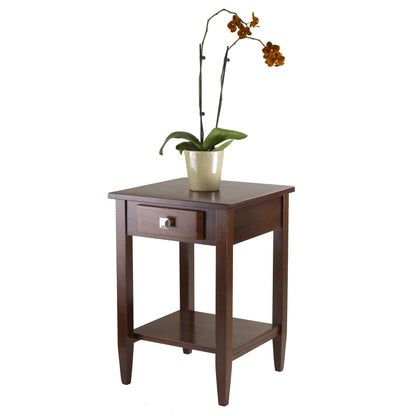 TABLE | Ergode Richmond End Table | Sleek & Versatile Design | Spacious Drawer & Bottom Shelf | Antique Walnut Finish | 17.95W x 18.68D x 25.98H | casafoyer.myshopify.com
