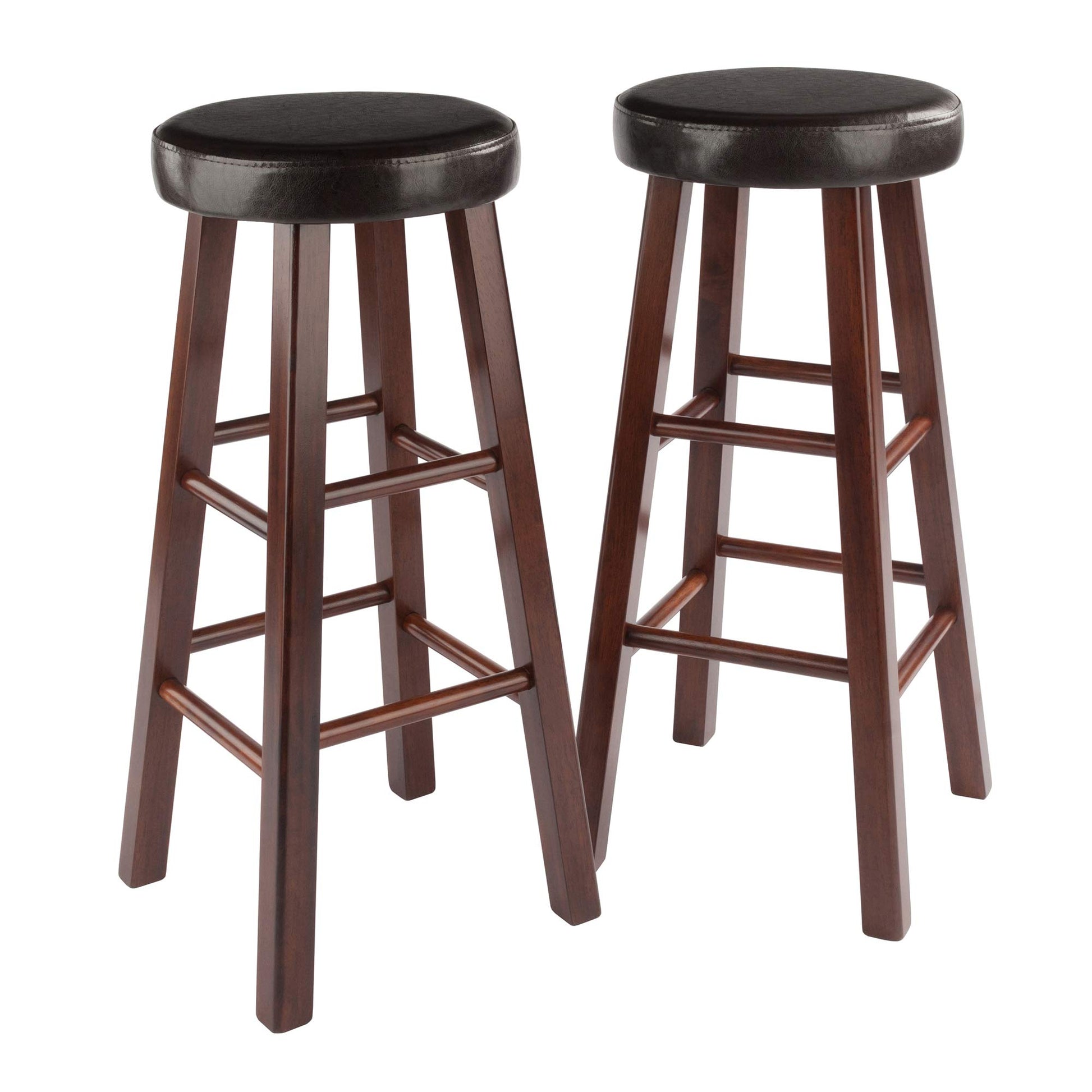barstools | CasaFoyer Exquisite  Wood Marta Bar Stools - Set of 2 | Antique Walnut Finish | Cushioned Seats | Stable & Durable | Ideal for Home Bars & Game Rooms | casafoyer.myshopify.com