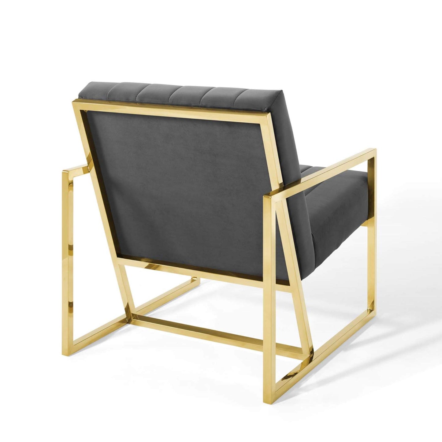home office desk chairs | CasaFoyer Inspire Channel Tufted Performance Velvet Accent Armchair | Gold Stainless Steel Frame | Foam Padding | Stain-Resistant Upholstery | Non-Marking Foot Caps | 441 lbs Weight Capacity | casafoyer.myshopify.com