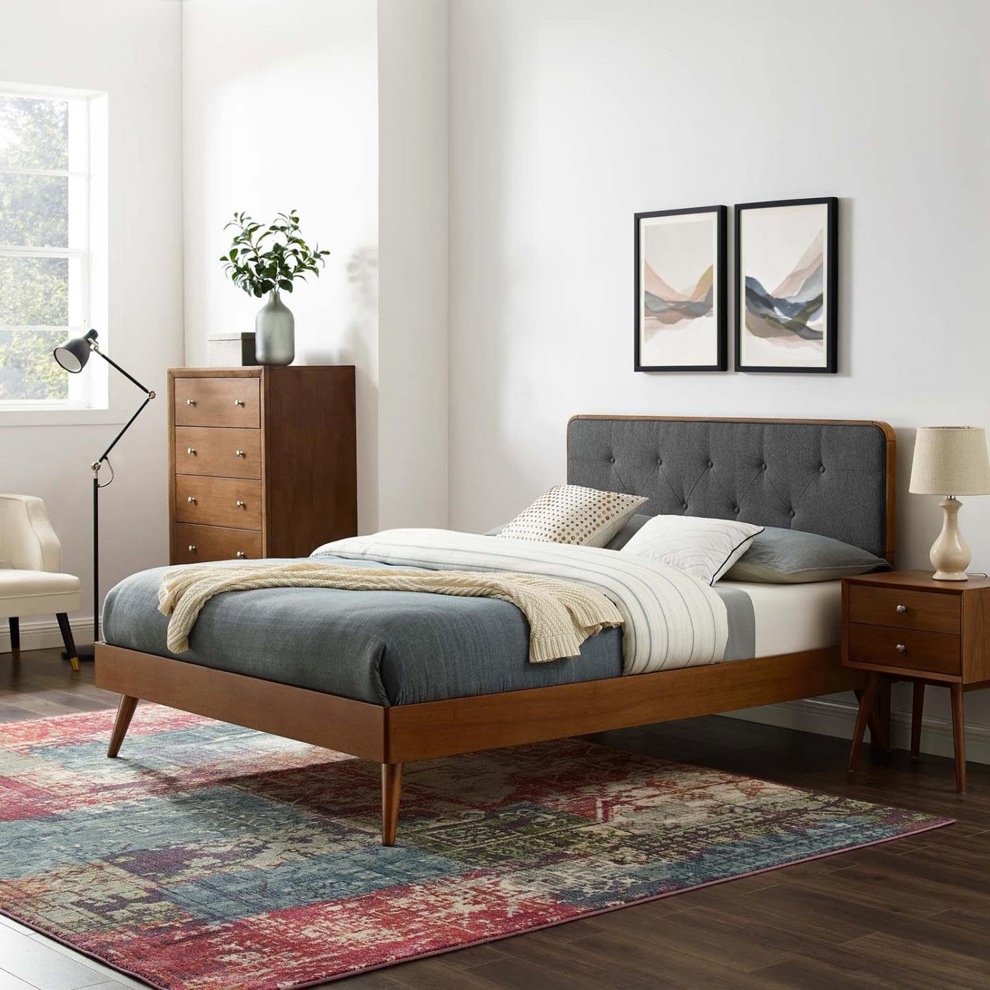 adjustable bed bases | CasaFoyer Bridgette Tufted Wood King Platform Bed | Modern Retro Design | Wood Grain Frame | Sturdy Construction | No Box Spring Needed | Accommodates Various Mattresses | casafoyer.myshopify.com