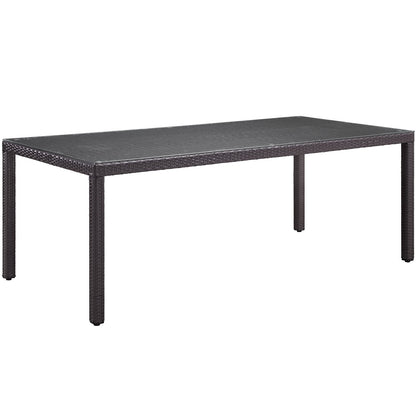 Dining Table | Convene Outdoor Sectional Series | 82 Patio Dining Table - Espresso. Durable rattan weave & aluminum frame. Adaptable & elegant for patio, backyard, or poolside. | casafoyer.myshopify.com
