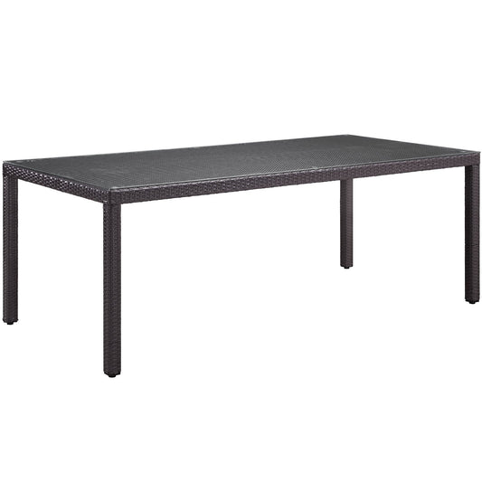 Dining Table | Convene Outdoor Sectional Series | 82 Patio Dining Table - Espresso. Durable rattan weave & aluminum frame. Adaptable & elegant for patio, backyard, or poolside. | casafoyer.myshopify.com